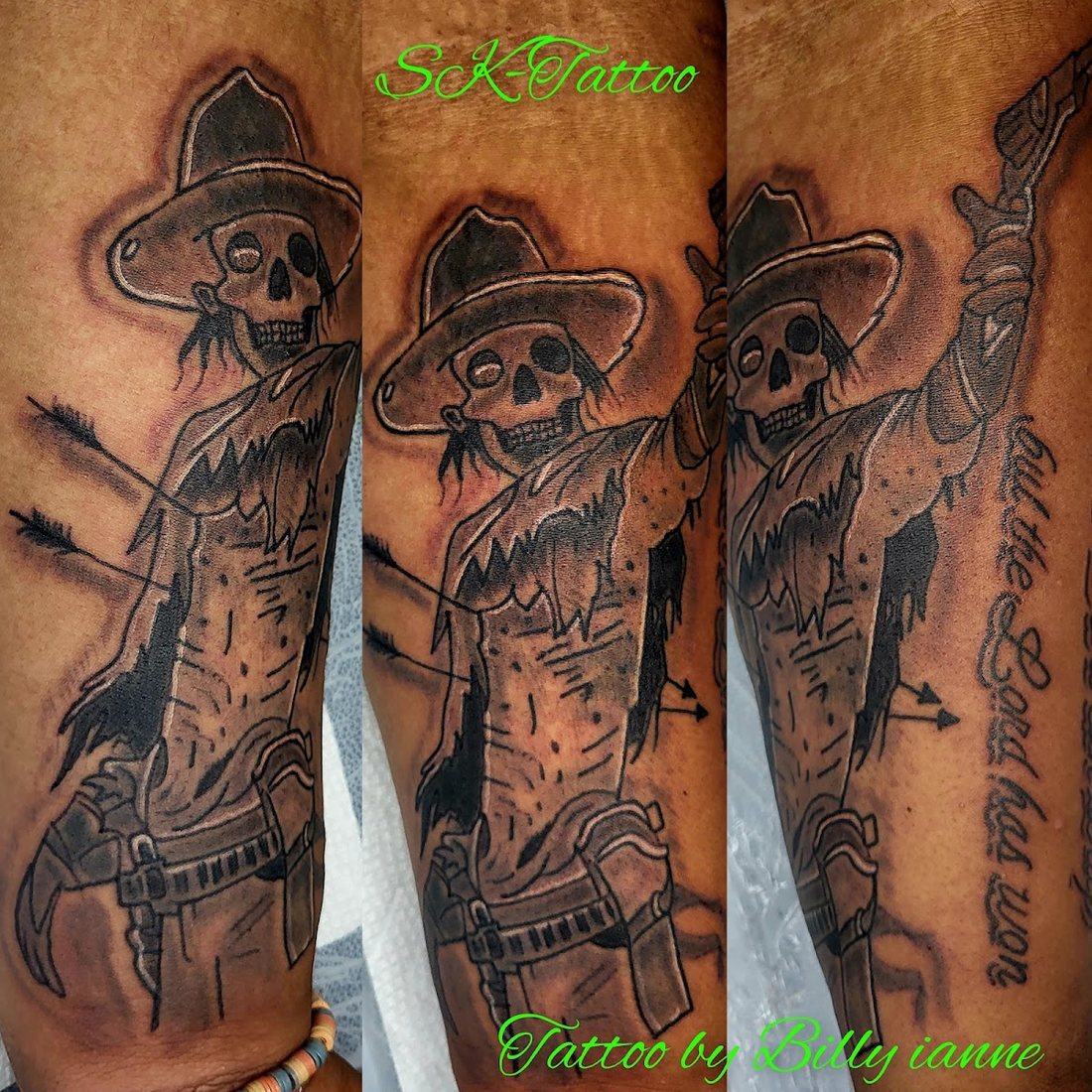 Skeleton rider leg sleeve by Billy at SK-Tattoo1 in Meridian, Mississippi
